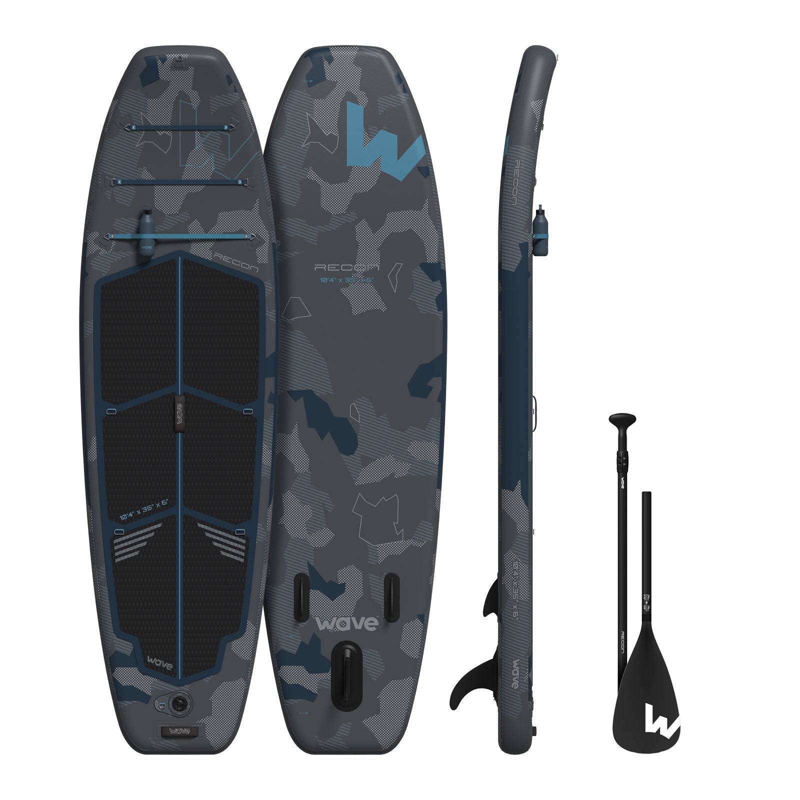Recon SUP | Inflatable Paddleboard | 10'4ft | Grey - Wave Sups EU