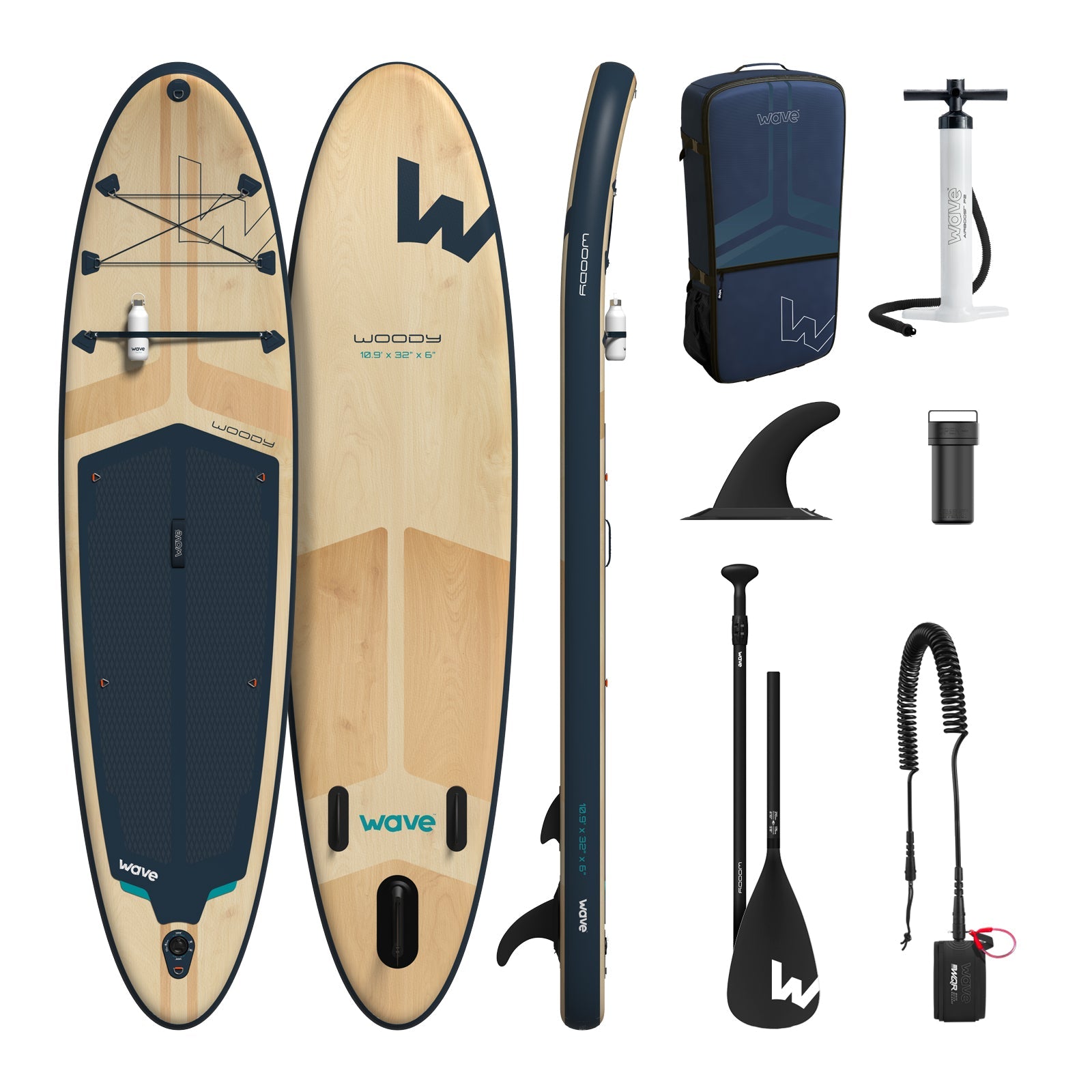 Woody 2.0 SUP | Inflatable Paddleboard | 10'9ft | Navy - Wave Sups EU